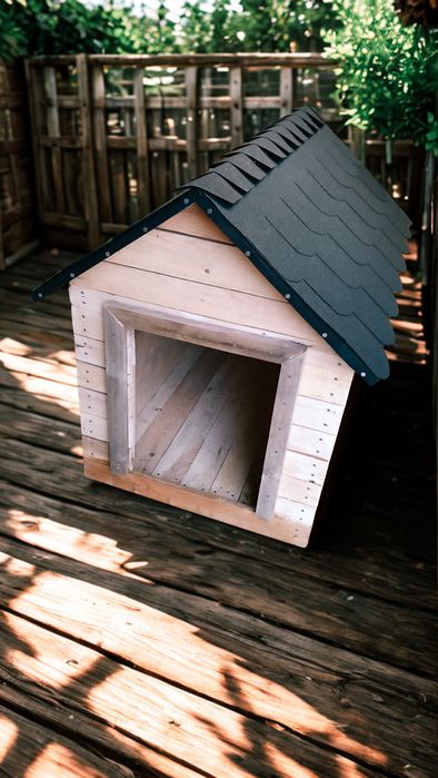 Buda dla psa XL  Duża Nowa Ocieplana • dach z gontu • impregnat dąb