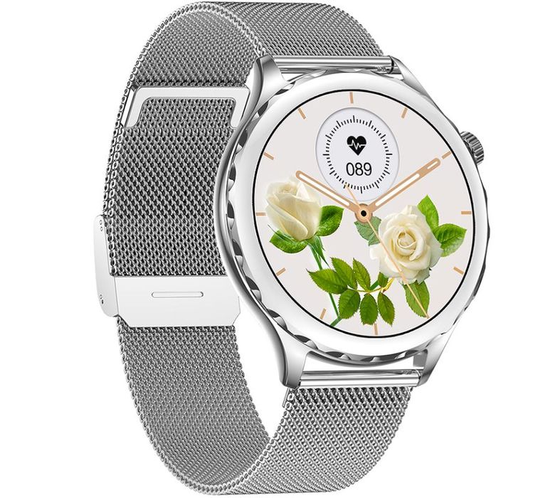 smartwatch damski rubicon rncf02-1 srebrno-srebrny + czarny