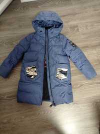 Куртка зимова ( пальто) для дівчинки. 140 см.  Колір синій