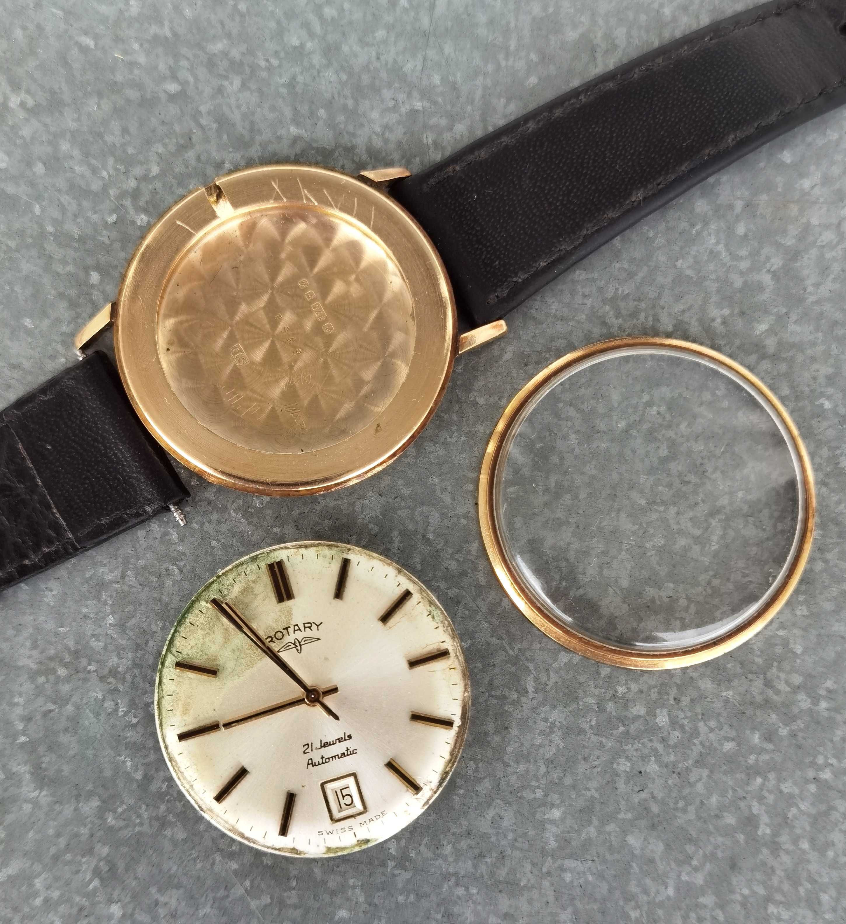 Złoty Zegarek Rotary Automatic 21 Jewels Swiss Made lata 60te złoto375