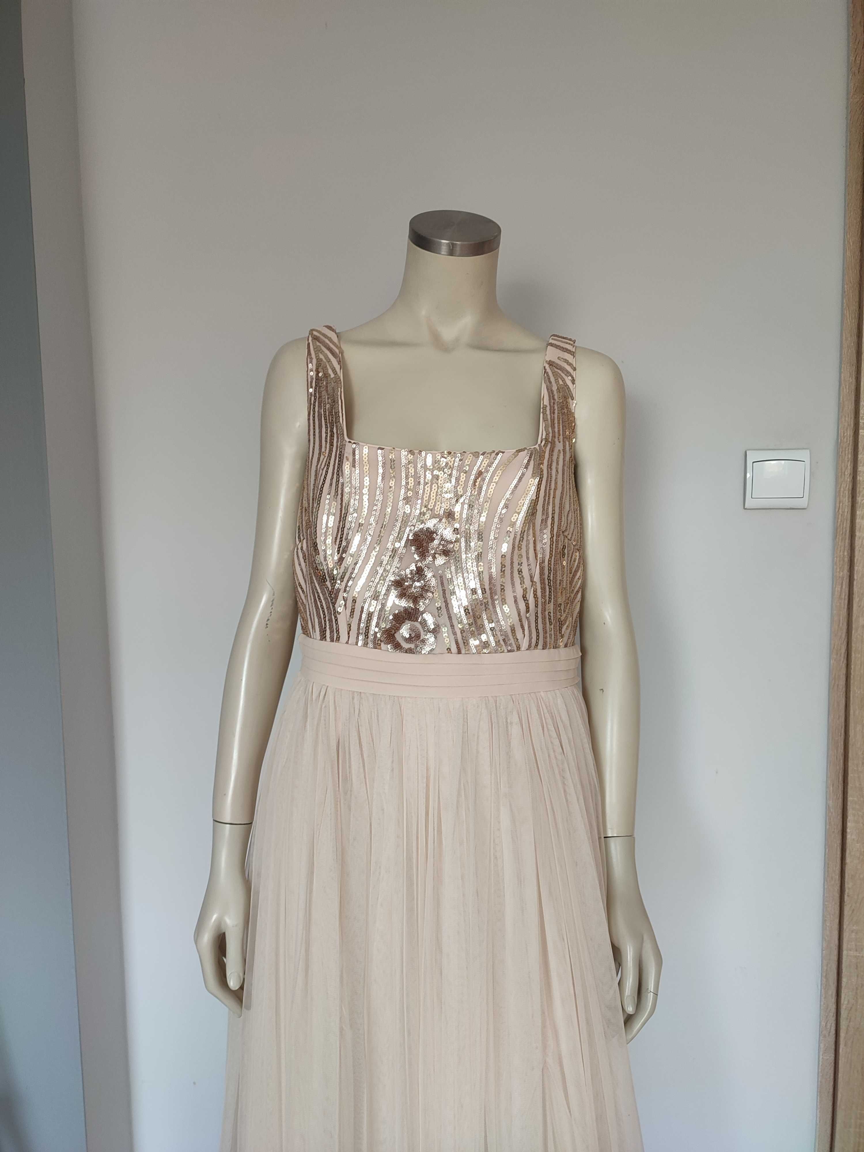 Suknia balowa z bogato zdobionym stanikiem Little Mistress rozmiar 42