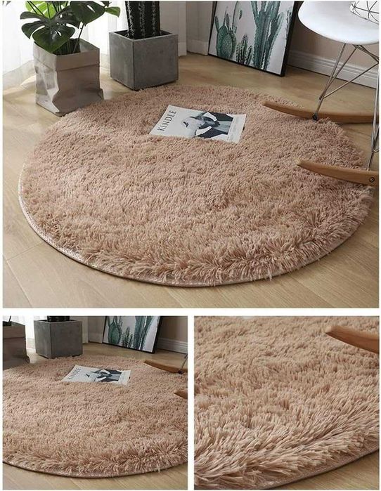 Dywan shaggy długi włos miękki pluszowy duży XXL 160/160cm koło okrąg