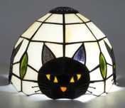Abajur em Vidro Gato Preto