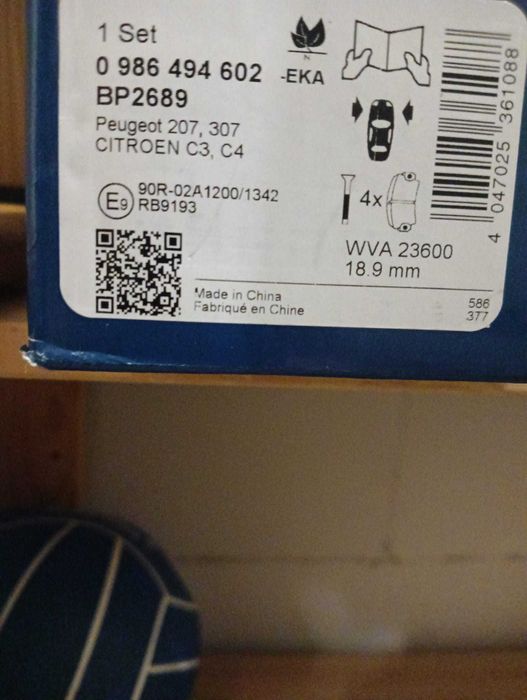 Klocki hamulcowe BOSCH PEUGEOT 207 PRZÓD