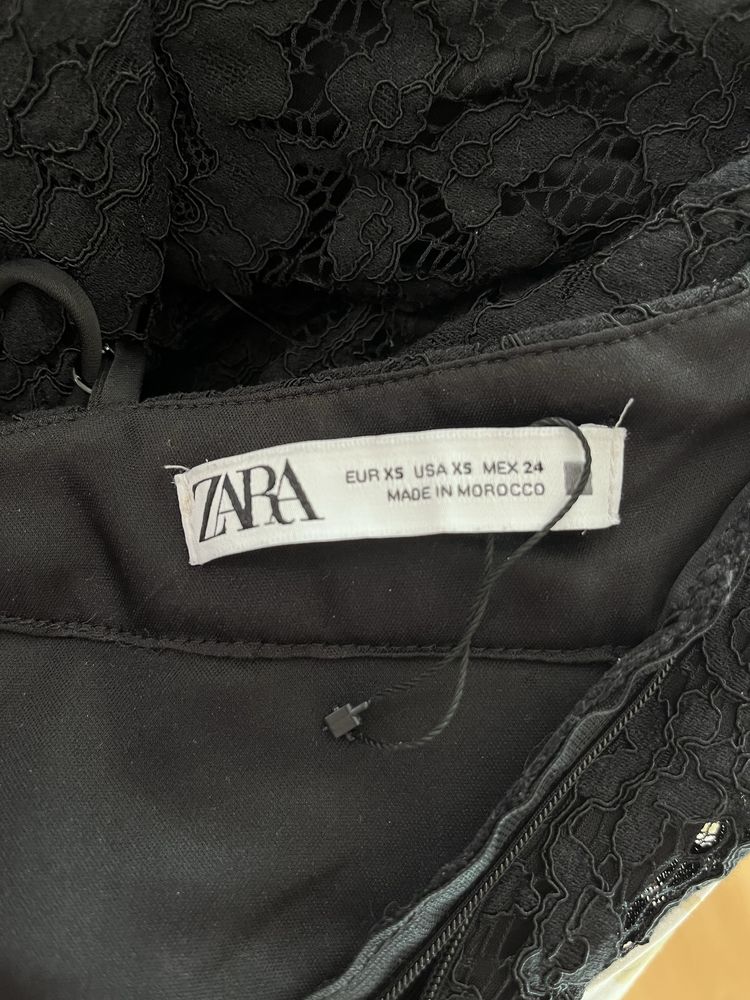 Кружевна чорна Міні сукня zara