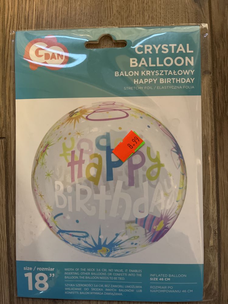 Balon kryształowy ,, HAPPY BIRTHDAY'' - świeczki.