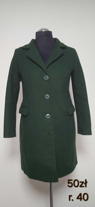 Płaszcz zielony/butelkowa zieleń roz 40