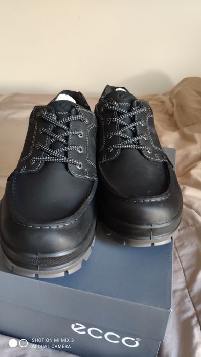 Ecco Rugged Truck wodoodporne czarne skórzane buty rozm 43