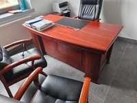 Zestaw mebli biurowych BEMONDI, biurko, fotel i 2 krzesła skórzane