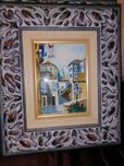 Quadros decorativos com pinturas de casas e águas furtadas de Lisboa