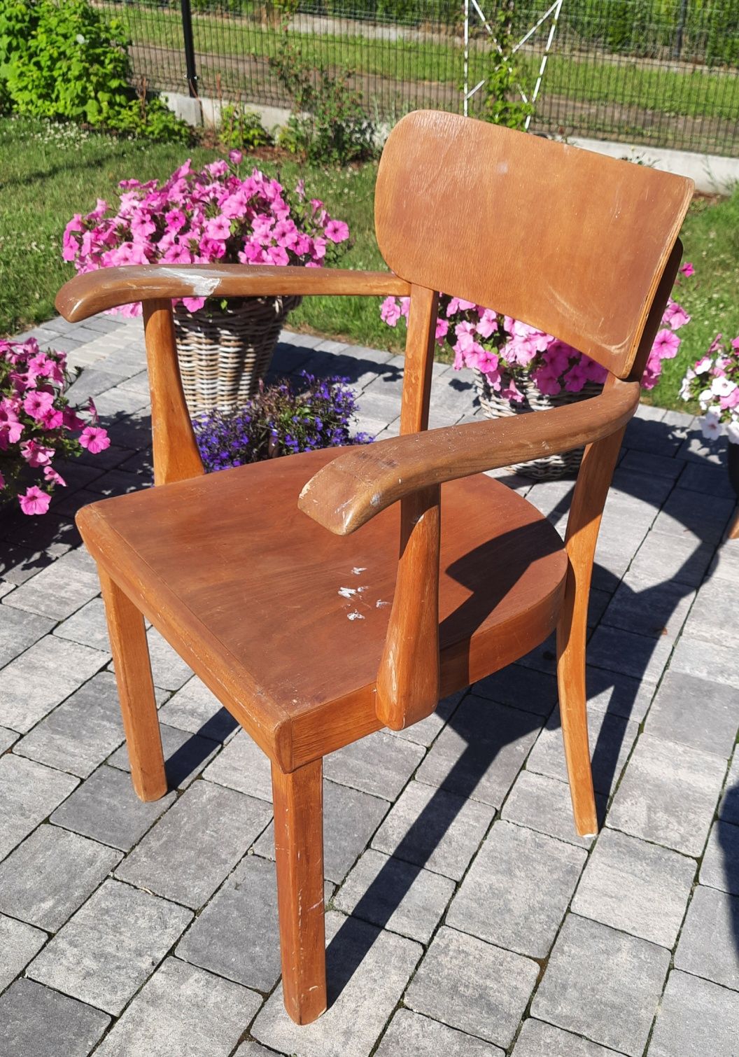 Fotel, krzesło Thonet, vintage, PRL, drewno i gięta sklejka.