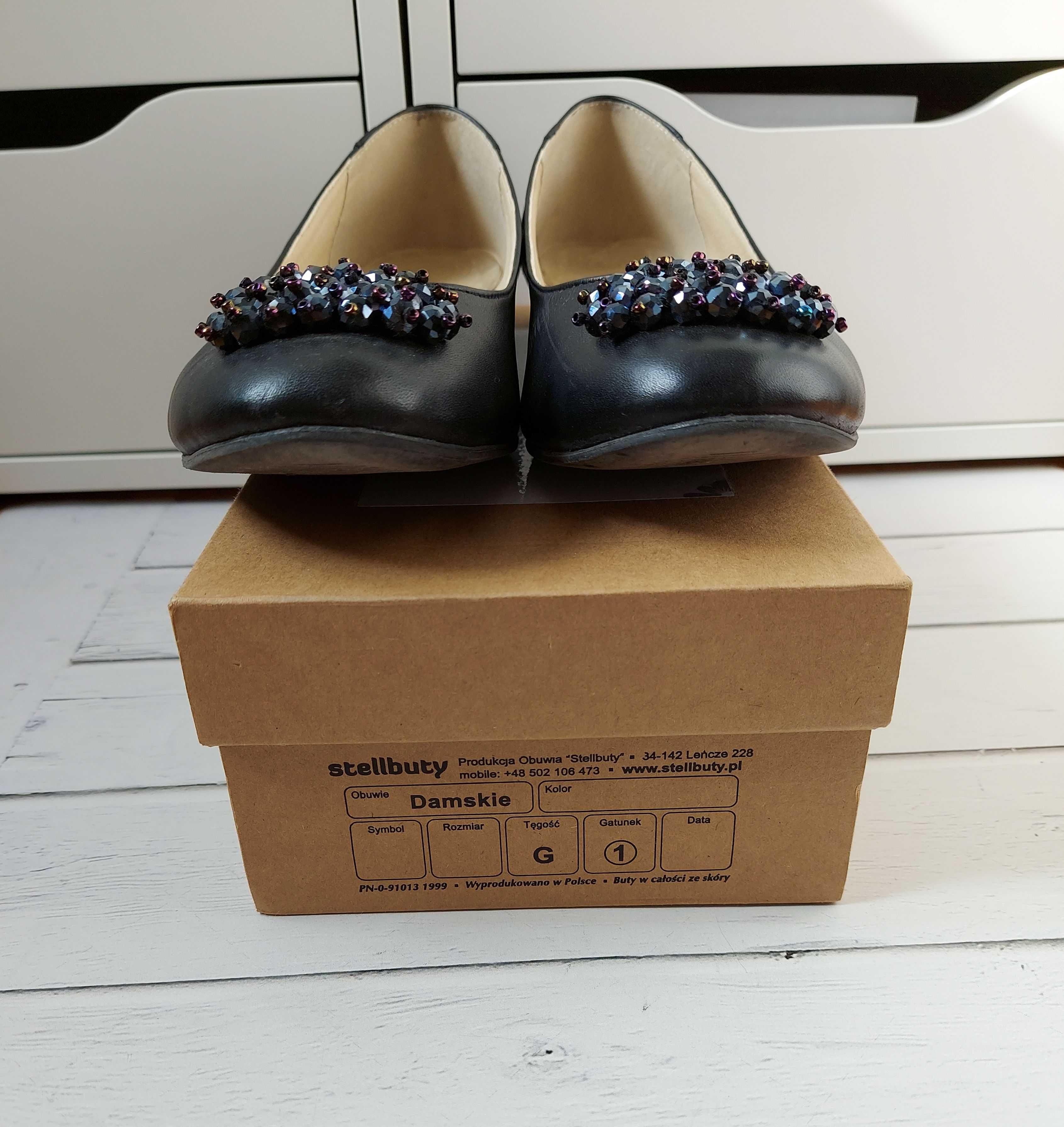 ARIELLA KIMI Viva baleriny eleganckie czarne balerinki skórzane buty