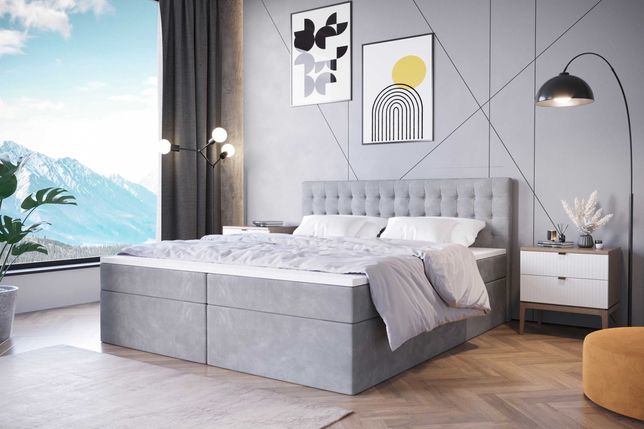 Łóżko kontynentalne tapicerowane DREAM 140/ 160/ 180x200 z pojemnikami