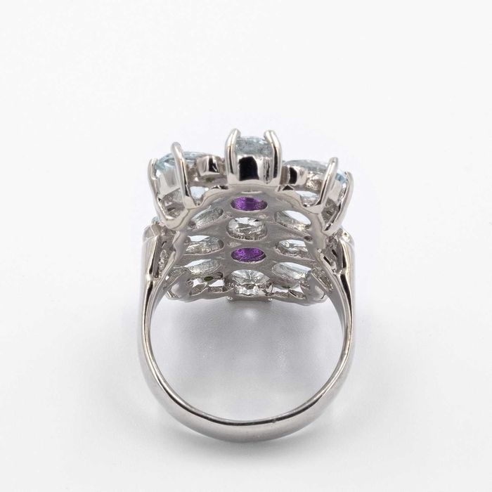 pierścionek srebro 11g duże akwamaryny certyfikat na 1030zł rozmiar 17