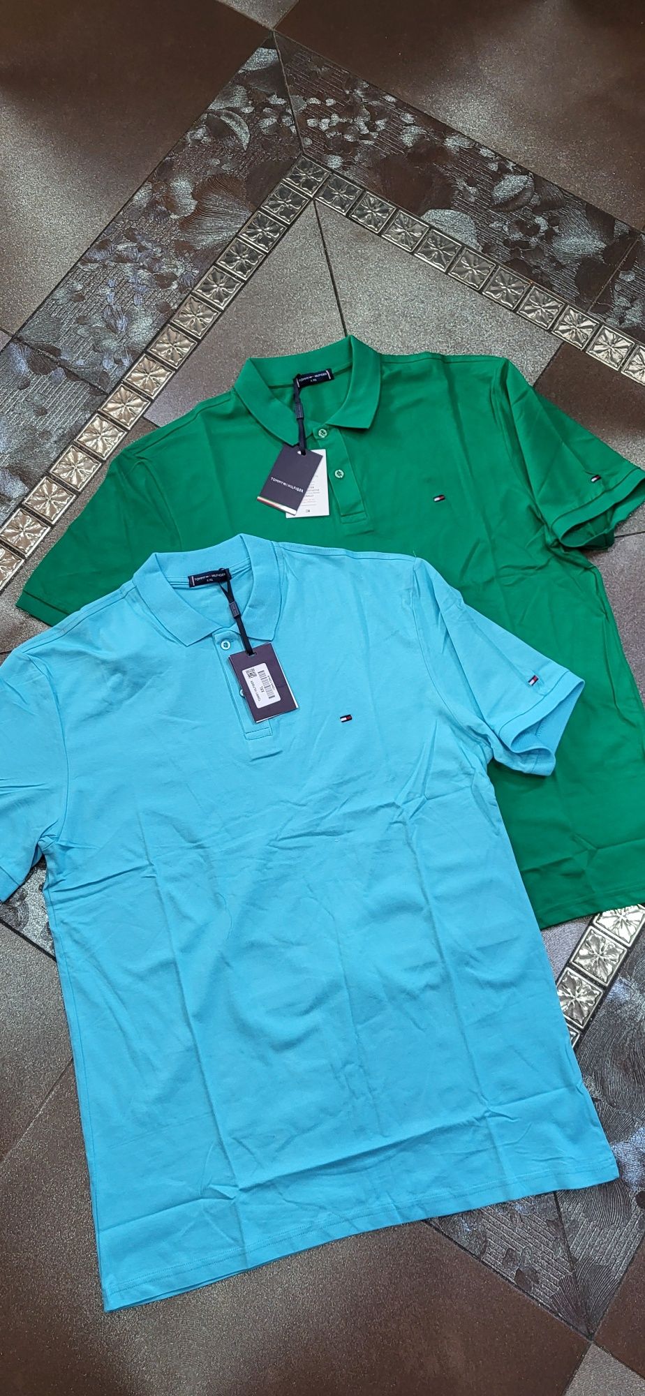 TH Tommy 2 koszulki polo męskie premium błękitna zielelona XXL