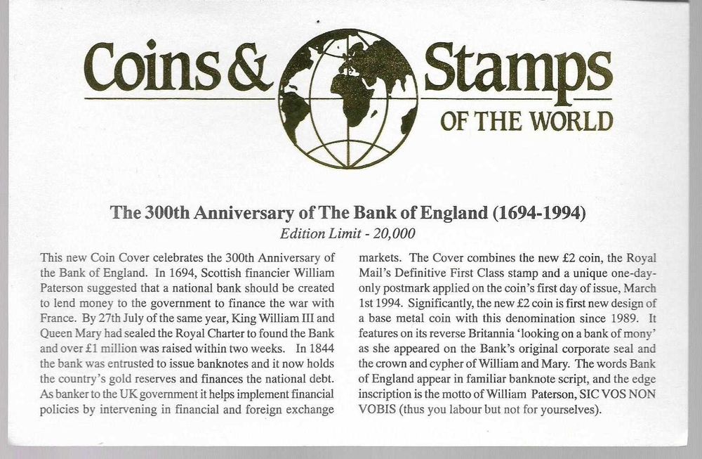 Inglaterra - - -"300º Aniversário do Banco de Inglaterra" - - - -Moeda