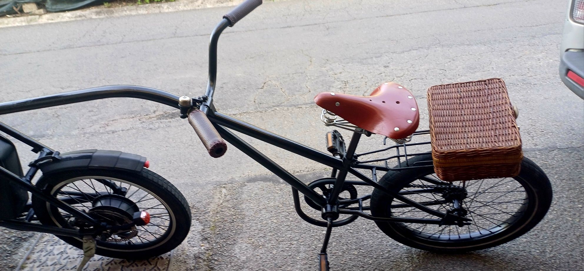 Bicicleta elétrica roda 20"com atrelado de criança