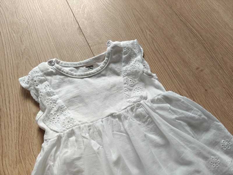 Biała ażurowa sukienka body 80 chrzest roczek
