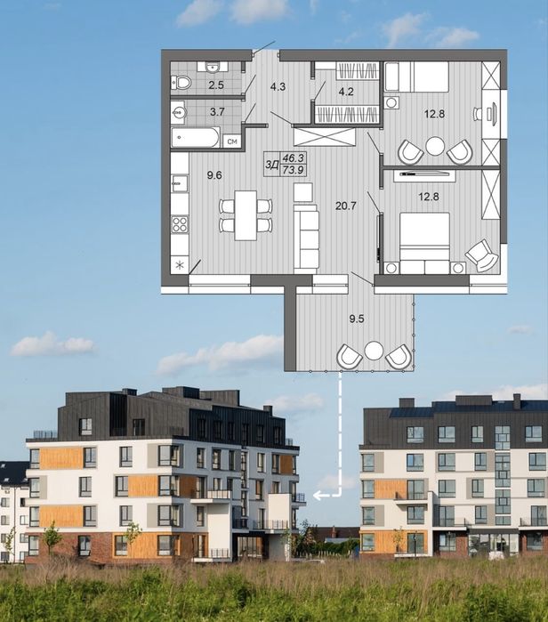 Здам 2 кім квартиру- студію в жк От Кутюр