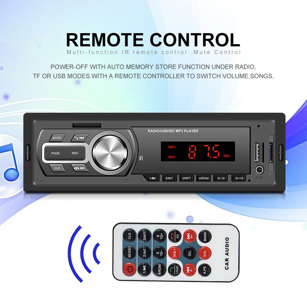 Rádio 1din Bluetooth 5.0 USB FM AUX porta ISO NOVO