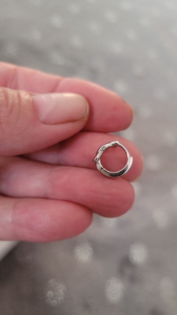 Серьги колечки маленькие  8 мм  серебро родированное
