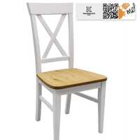 Eleganckie Białe krzesło K140 oparcie X drewniane siedzisko