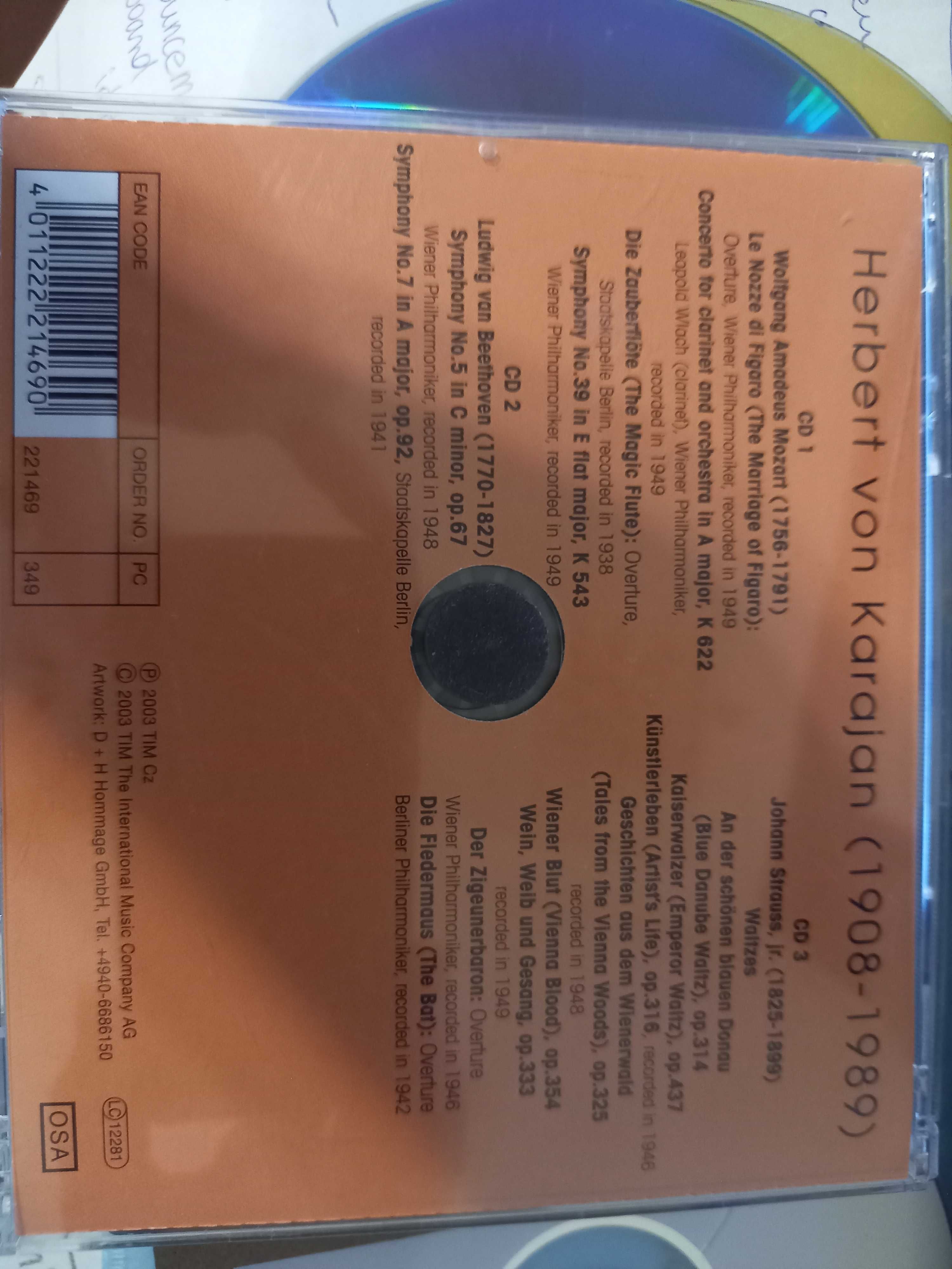 Herbert von Karajan 3 płyty CD Mozart Beethoven i Strauss