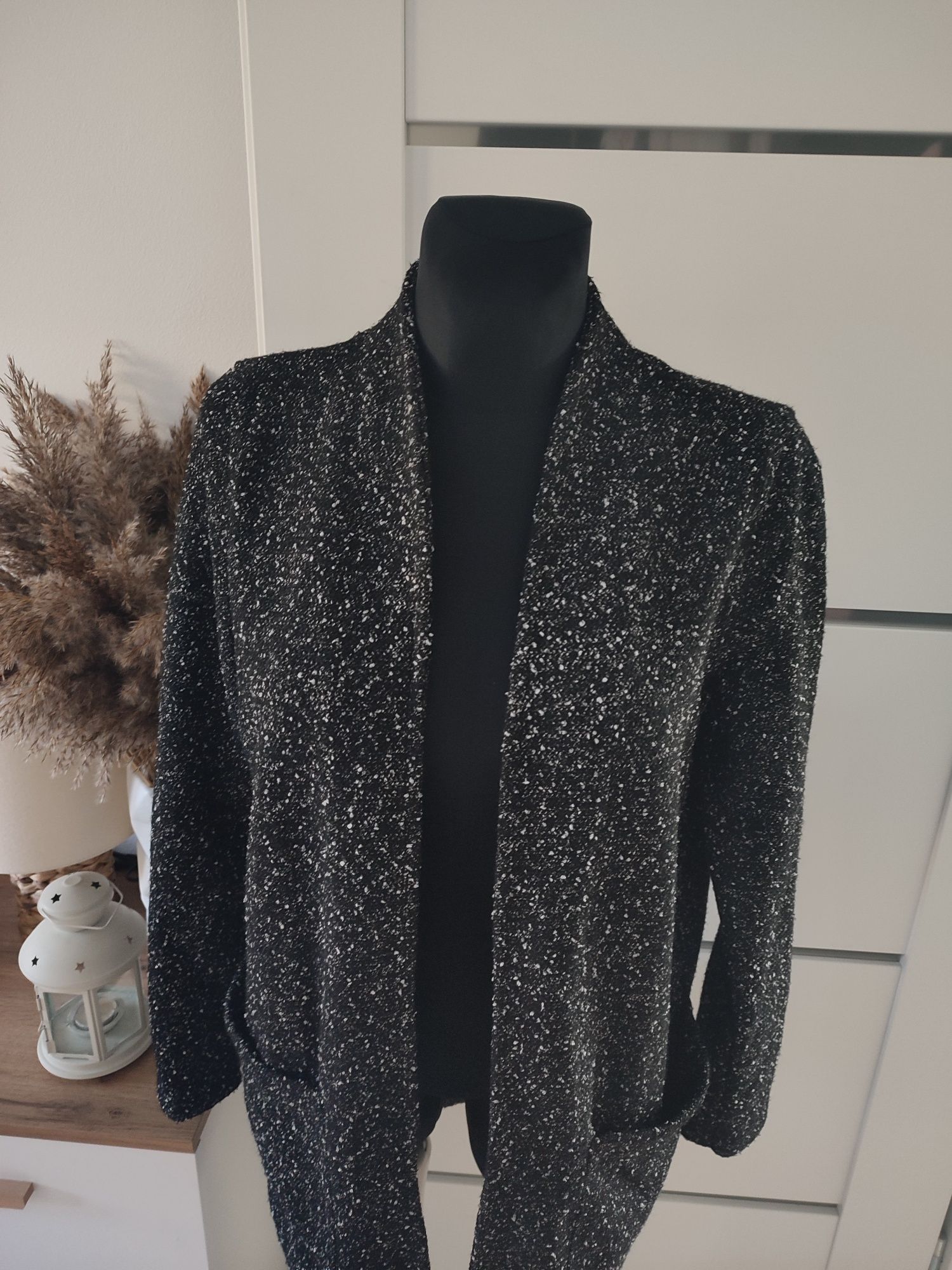 Next gruba narzutka sweter sweterek xl l 40 42 czarna kardigan