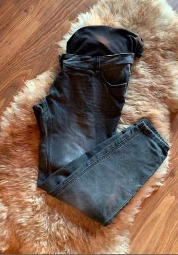 Jeansy spodnie ciemne ciążowe 44 46