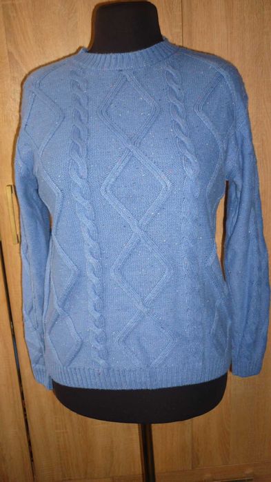 M & S - bawełniany sweter damski z dodatkiem wełny  r; M/L