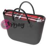 Organizer OBAG MINI krata czarno-czerwona elegancka 2 kieszenie OMAY