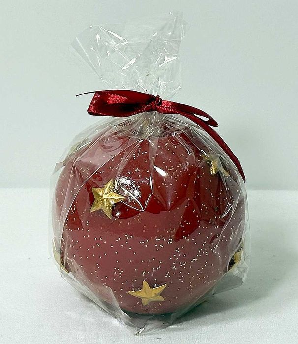 Świeczka czerwona w złote gwiazdki 9cm