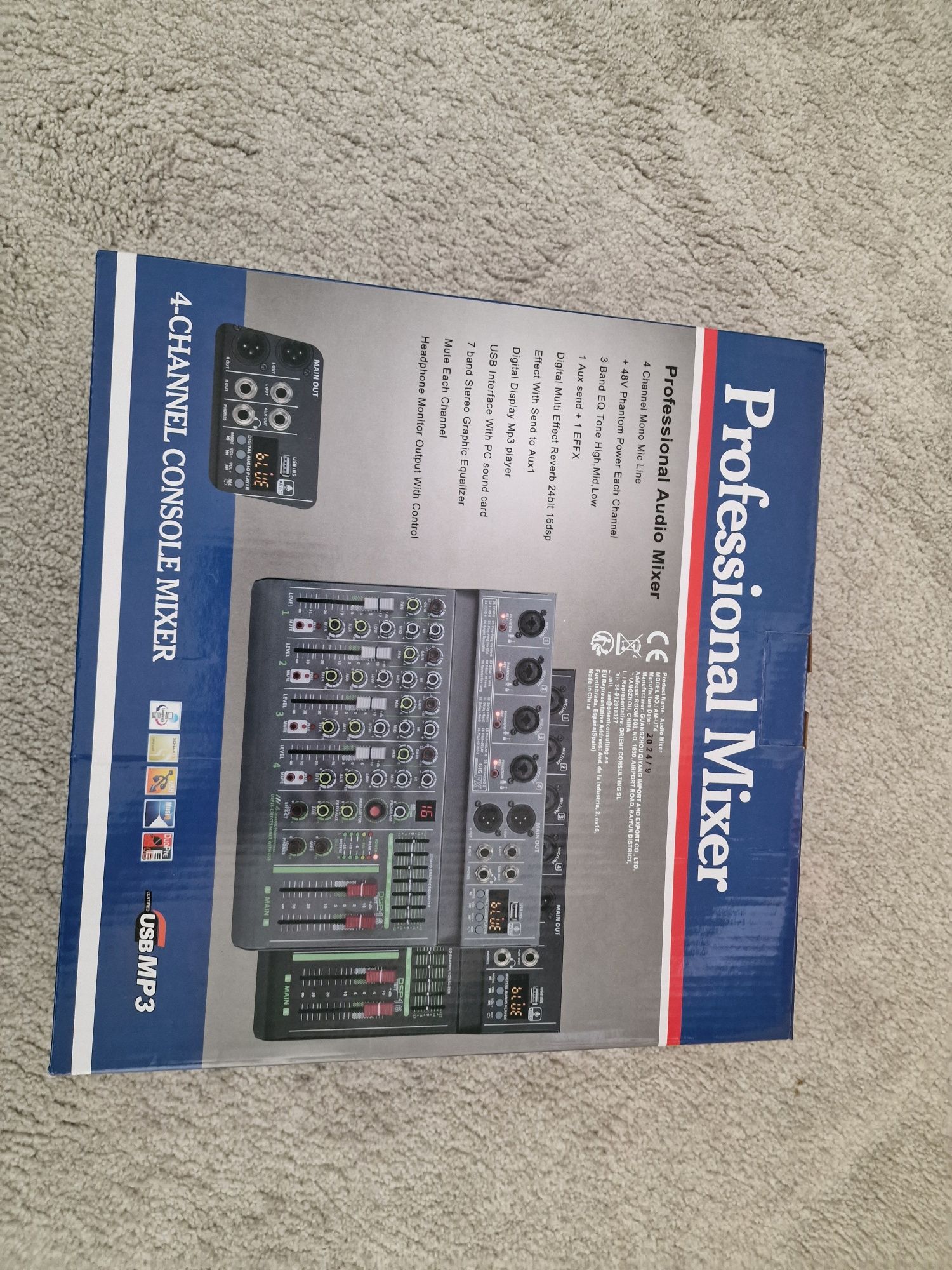 Mesa de som (Audio Mixer) profissional – 4 canais – NOVA