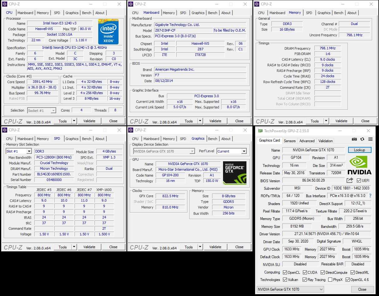 Компьютер i7-4770 / 16GB DDR3 / GTX 1070 8GB GDDR5 /SSD240 HDD500/630W