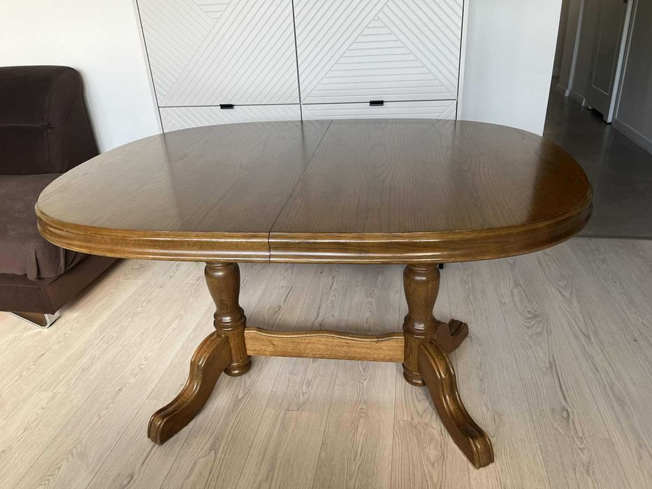 Stół drewniany rozkładany 125x92 + wkładka 42 cm – klasyczny, solidny