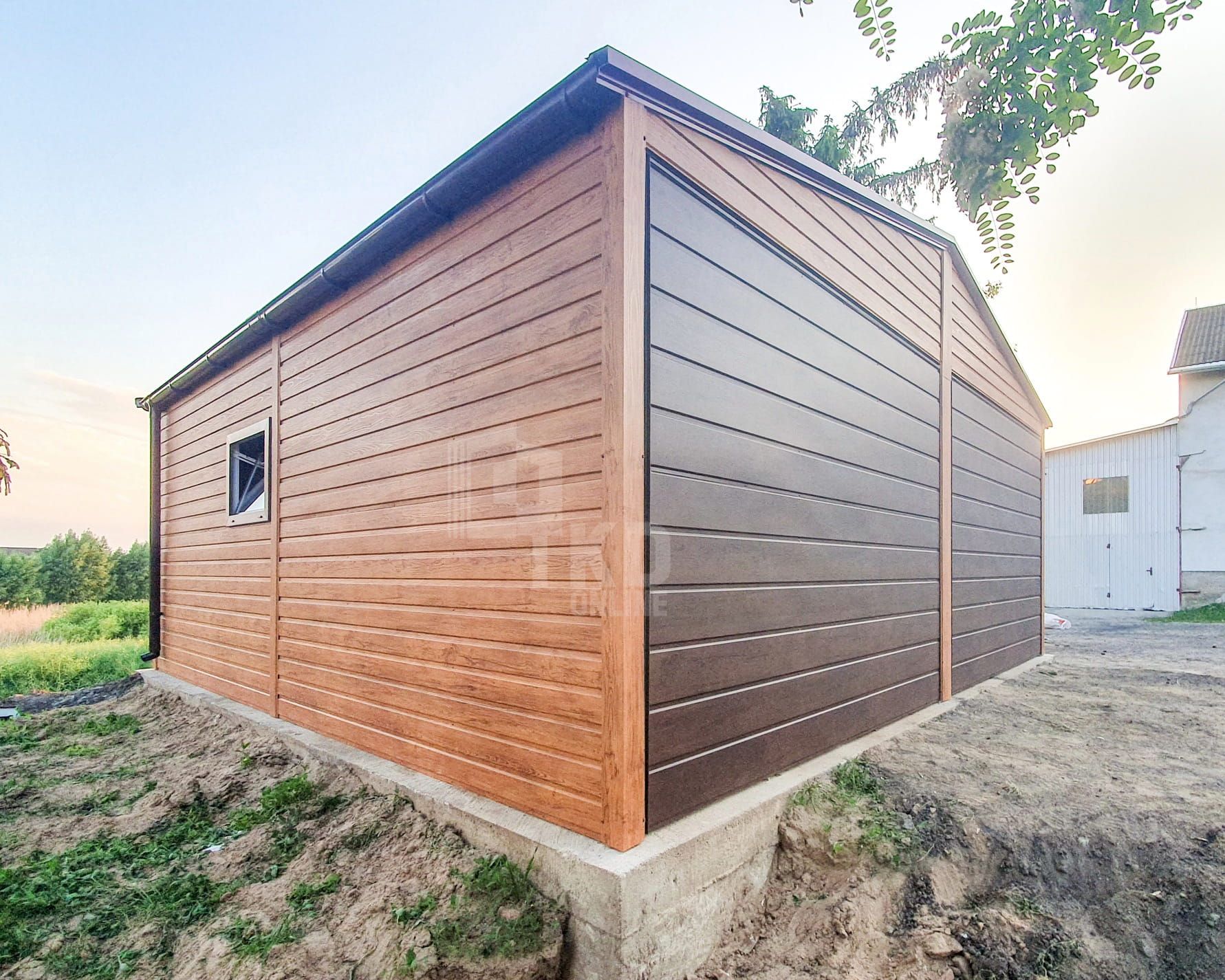 Garaż Blaszany 6X6M 2X Brama Uchylna 2X Okna Drzwi Rynny Tkd217