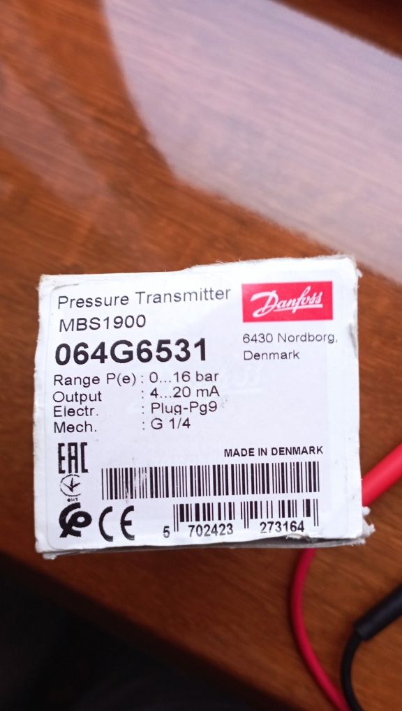 Датчик тиску MBS 1900 Danfoss 0-16 bar G1/4