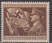 Selos Alemanha Nazi 1939/45-Hitler c/ bandeira suástica