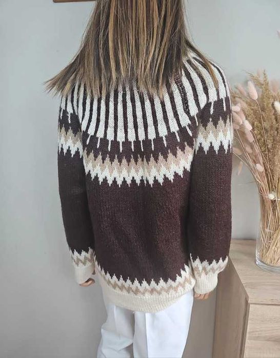 Sweter czekoladowy styl norweski oversize  Selected Femme S 36