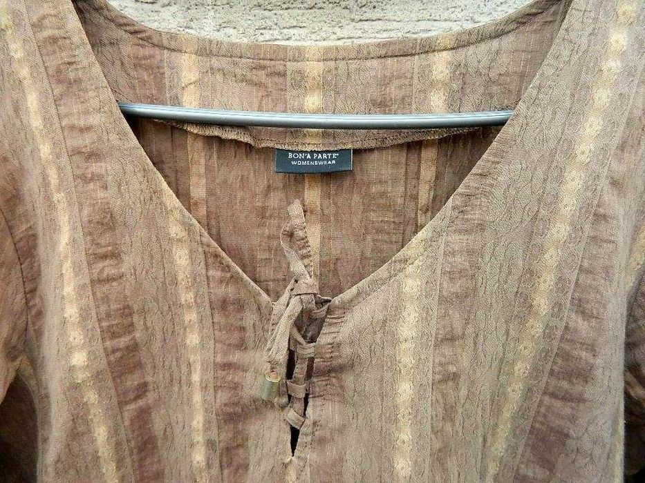 Bon'a Parte Prosta brązowa tunika w pionowe pasy 40/42