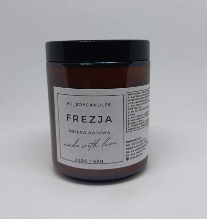 Świeca Sojowa Zapachowa Frezja 250ml 60h Drewniany Knot