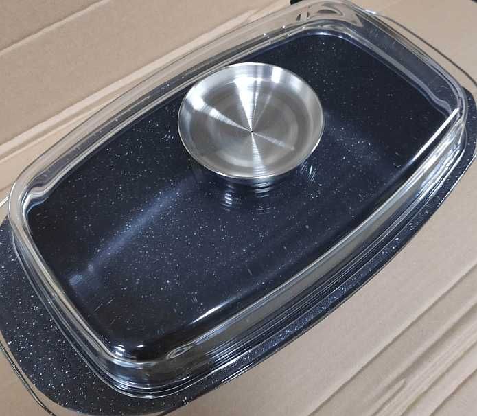 Brytfanna garnek podłużny gęsiarka 32 cm nieprzywierający z pokrywą