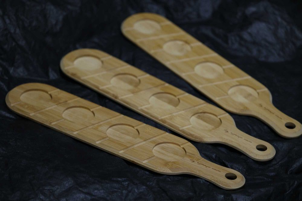 Conjunto tabuas de bambu para entradas / bebidas / molhos - NOVO