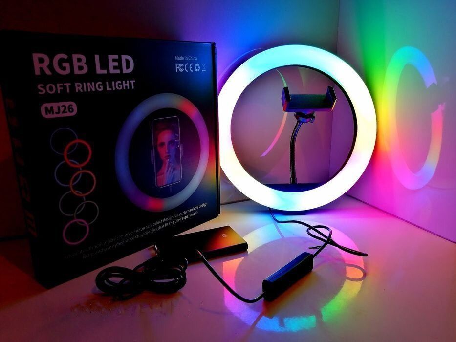 Кільцева RGB Led лампа 26 см зі штативом 2.1 метра та тримачем для тел
