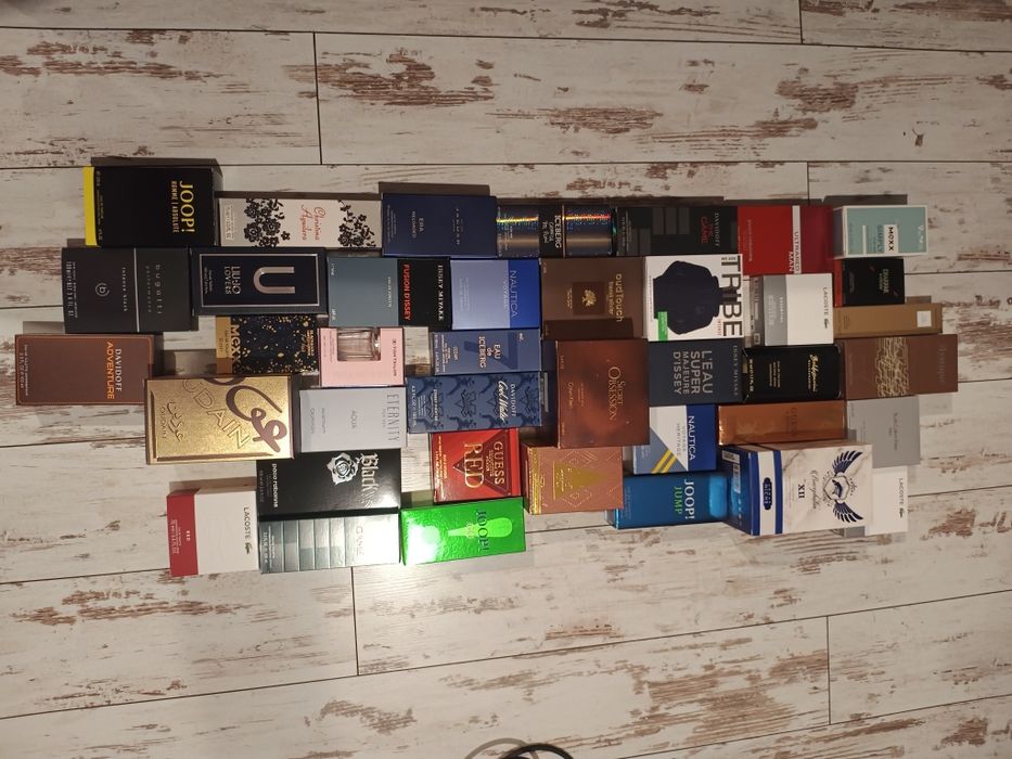 39 pustych flakonów z pudełkami Guess Joop Iceberg Paco Rabanne Klein