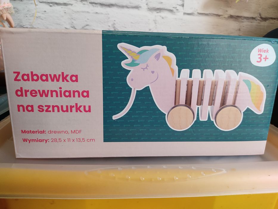 Zabawka drewniana na sznurku 3+ jednorożec