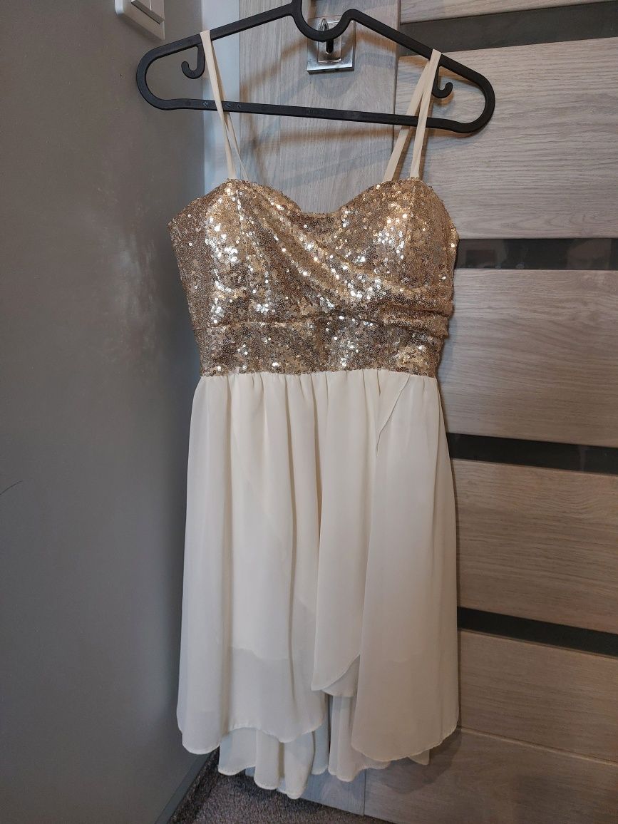 Sukienka cekiny tiul wesele xs