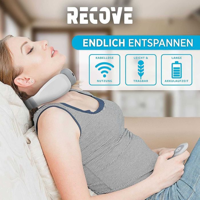 RECOVE - Elektryczny masażer karku Shiatsu (6 trybów, 15 stopni)