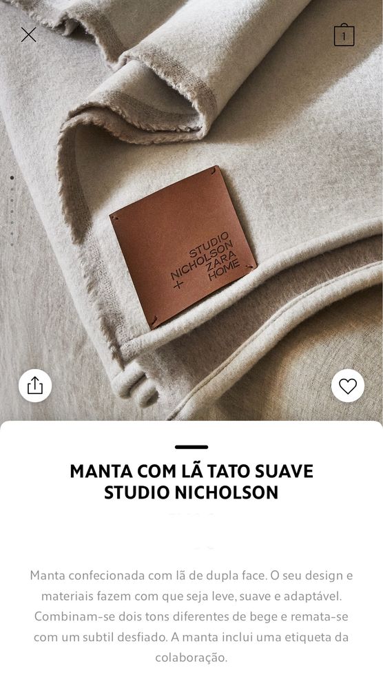 Manta Com Lã Tato Suave STUDIO NICHOLSON - Zara Home NOVO