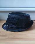 Kapelusz cekiny Fedora czarny